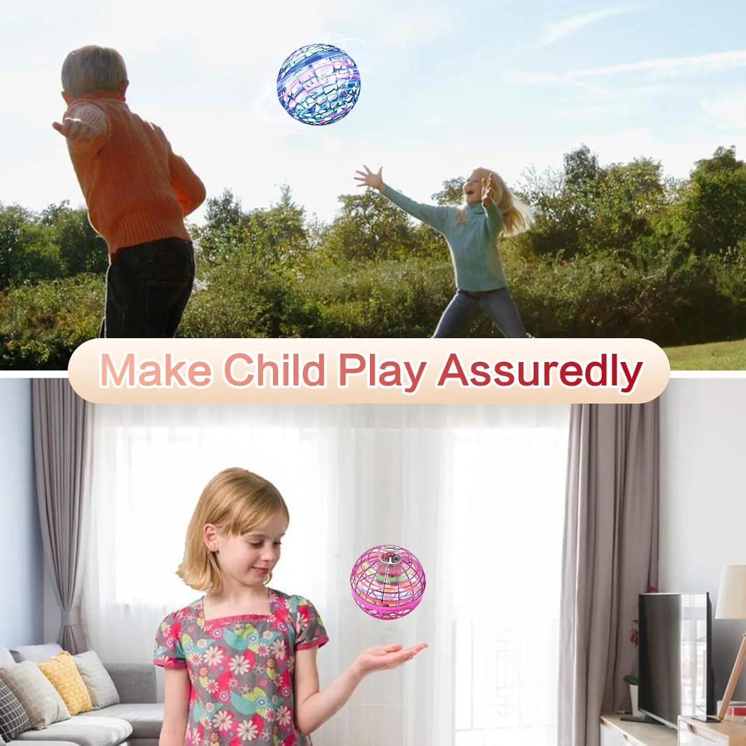 Flying Orb Ball Toy - 2024 Upgraded Magic Flying Orb Toy with LED Light 360°Rotating, Boomerang Flying Ball Toys Indoor Outdoor Fun Games, for Boys Girls Adults