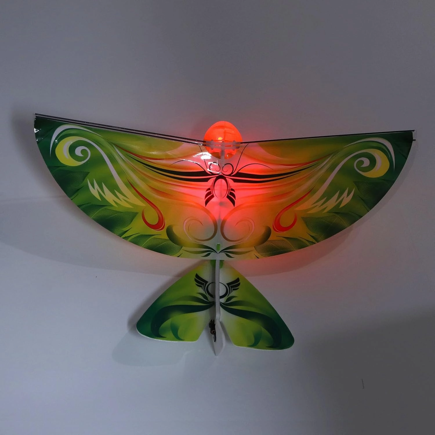 Flying RC Bird Toy 2.4GHz USB Charging LED Bionic Flapping Bird for Indoor Outdor (Green)