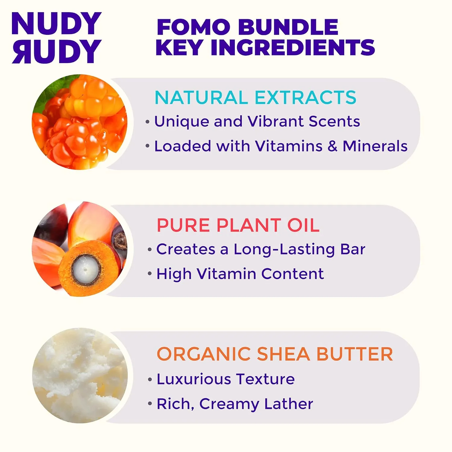 FOMO Bundle Bar Soap Pucks, Includes Hunny Bunny, Wasabi Pear, Berrylicious, Made with Organic Shea Butter, Pure Plant Oils, Triple Milled Bars, All Skin Types, 4.2 oz Each - Pack of 3