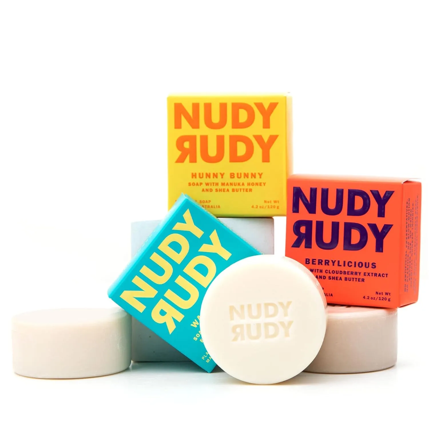 FOMO Bundle Bar Soap Pucks, Includes Hunny Bunny, Wasabi Pear, Berrylicious, Made with Organic Shea Butter, Pure Plant Oils, Triple Milled Bars, All Skin Types, 4.2 oz Each - Pack of 3