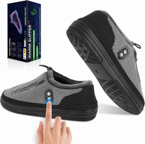 Foot Warmer, Kamlif Free-Moving Heating Pad Heated Slippers for Men Women, Rechargeable Electric Shoes Indoor House Shoes Plush Slip Outdoor Camping Feet Warmer with 5000 mAh Battery