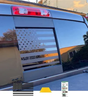 for Dodge Ram 2009 to 2024, American Flag Decals Stickers for Truck Back Middle Window, Matte Black USA Flag Decal