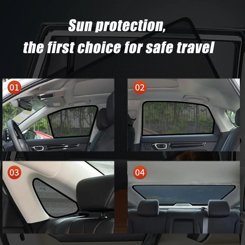 for Mazda BIANTE Magnetic Car Sun Shade,Car Window Shade Blinds Covers Breathable Mesh for Side Rear Full Window,H 4 Side Windows   2 Triangular Windows   Tailgate