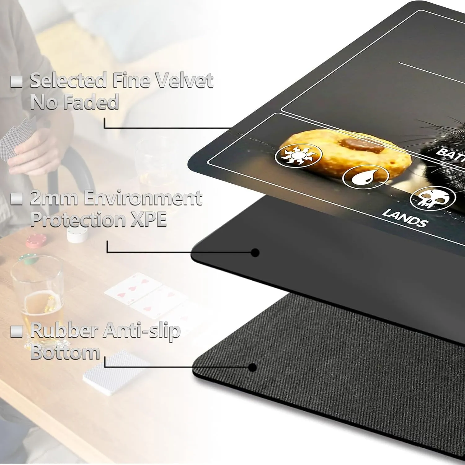 for MTG Playmat with Card Storage Bag,Non-Slip Rubber Base & Smooth Surface 24x14in,Beginner-Friendly Magic Mat for Commander Deck,Cute Dog