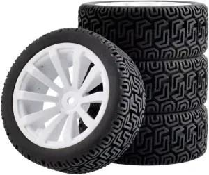 for WLtoys 144001 1/18 1/16 1/10 Car Tyre 4-Pack RC Car Rubber Tires Wheels Rims 12mm Hex Hub Black White Yellow Red Black Red Green RC Upgrade Accessories(White)