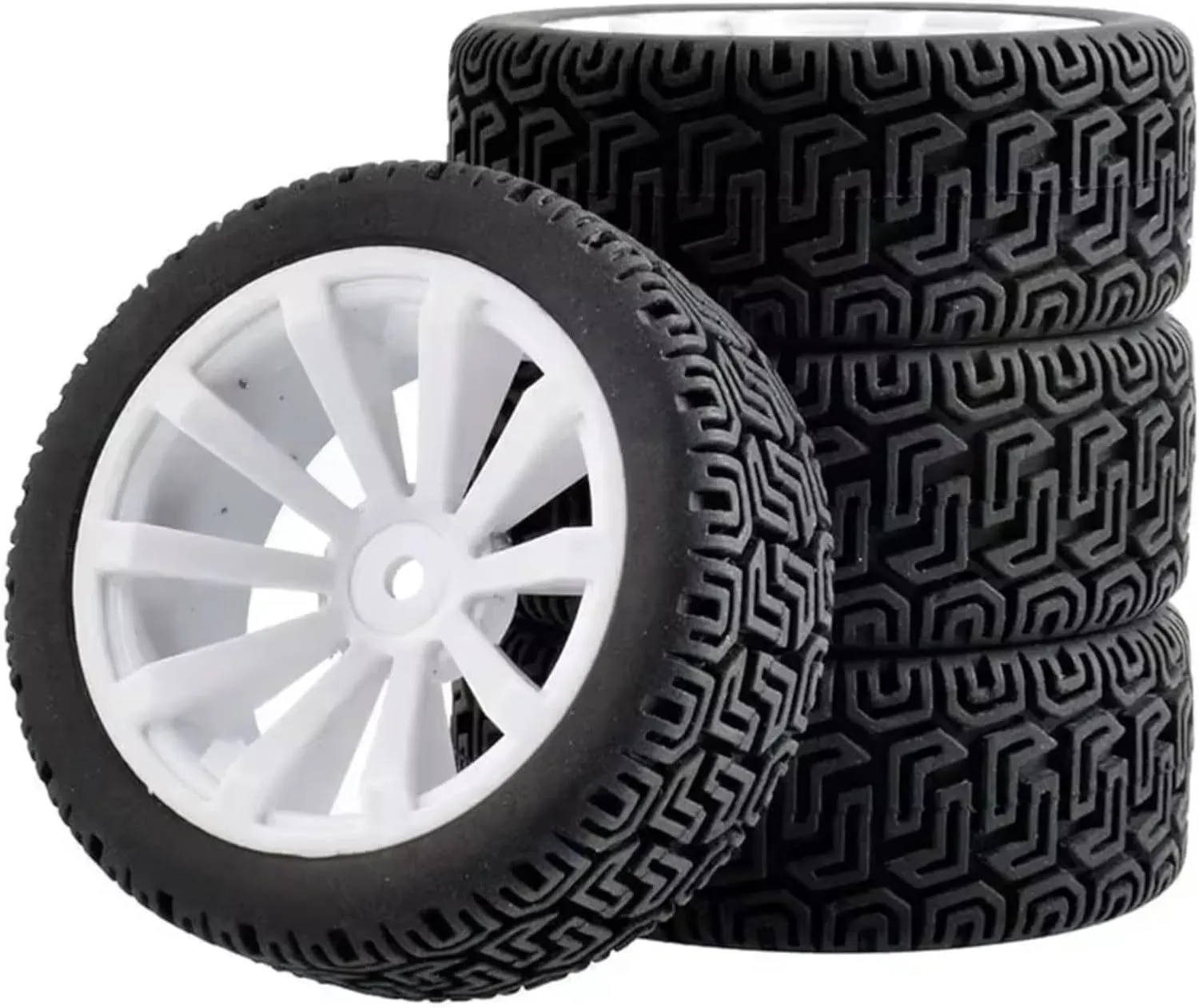 for WLtoys 144001 1/18 1/16 1/10 Car Tyre 4-Pack RC Car Rubber Tires Wheels Rims 12mm Hex Hub Black White Yellow Red Black Red Green RC Upgrade Accessories(White)