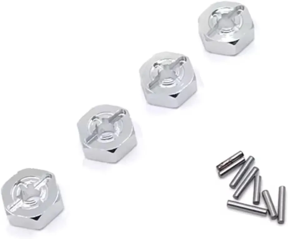 for WLtoys 144001 144002 144010 124016 124017 124018 124019 A949 A959 A969 A979 Metal Upgrade 12mm Hub Adapter RC Car Parts Replacement RC Car DIY Parts(Silver)