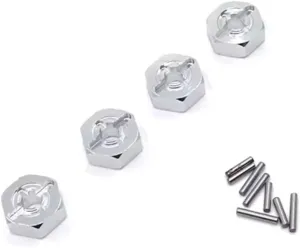 for WLtoys 144001 144002 144010 124016 124017 124018 124019 A949 A959 A969 A979 Metal Upgrade 12mm Hub Adapter RC Car Parts Replacement RC Car DIY Parts(Silver)