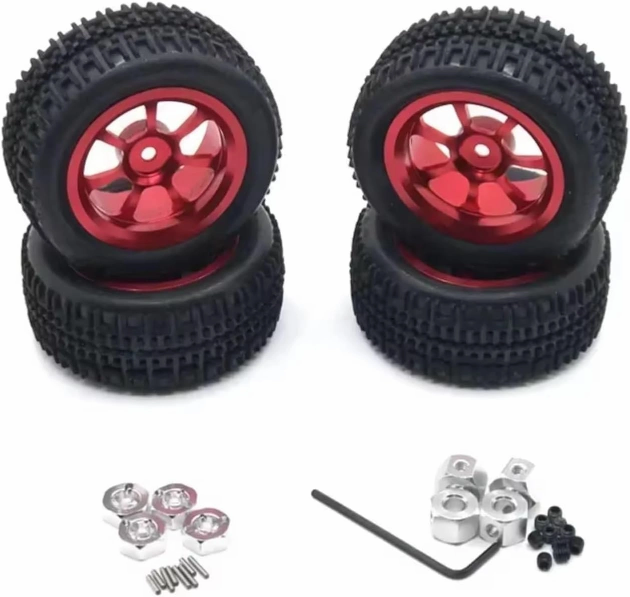 for Wltoys for Wpl for Mn LC for Jjrc HL 1/12 Metal Upgrade Wheel Tire Remote Control Car Parts and Accessories Replacement and Upgrade RC Car DIY Parts(Red)