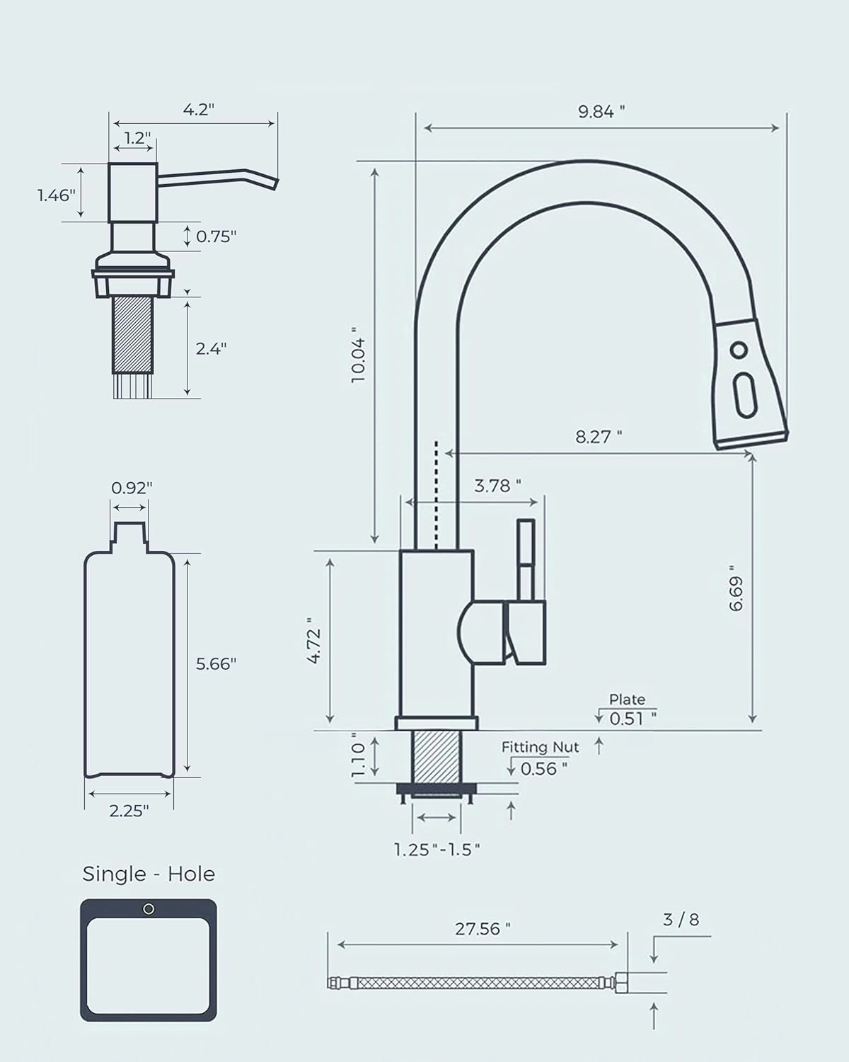 FORIOUS Black Kitchen Faucet with Soap Dispenser and Pull Down Sprayer, High Arc Single Handle Classic 3 Modes Stainless Steel Faucet for Kitchen Sink Farmhouse RV Bar Laundry Camper