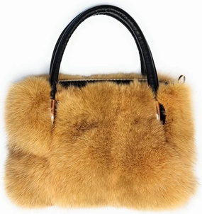 Fosrion Women's Genuine Fox Fur Handbag - Natural and Dyed Color Options, Premium Luxury Purse