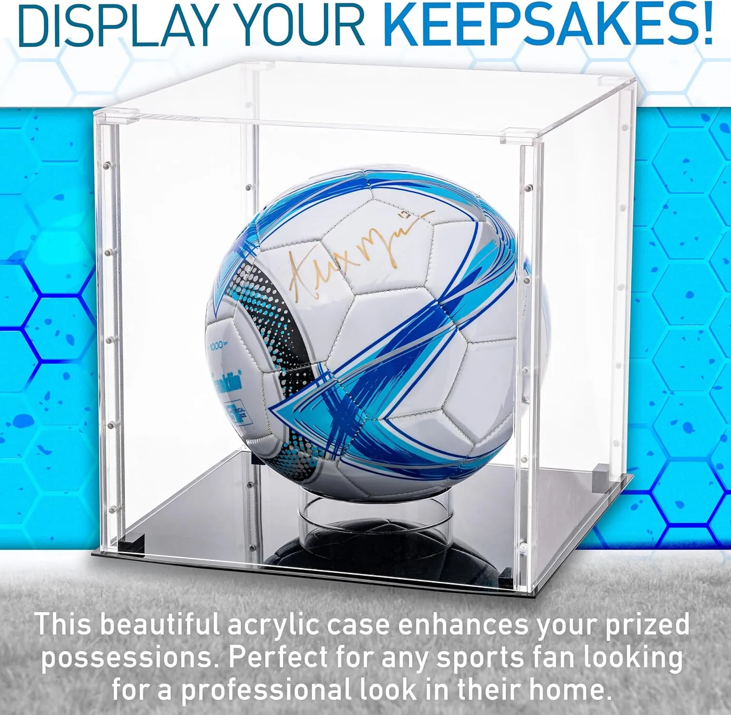Franklin Sports Display Case – Memorabilia – UV Protected – Sport Collectibles - Baseball - Batting Gloves - Basketball - Soccer Ball - Football