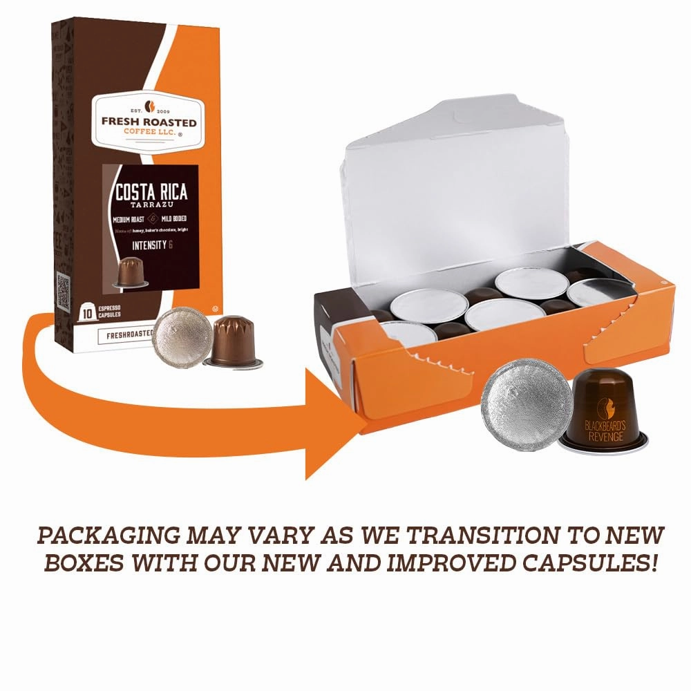 Fresh Roasted Coffee Espresso Pods for Nespresso OriginalLine, Italian Craft Espresso Variety, 120 Recyclable Aluminum Capsules