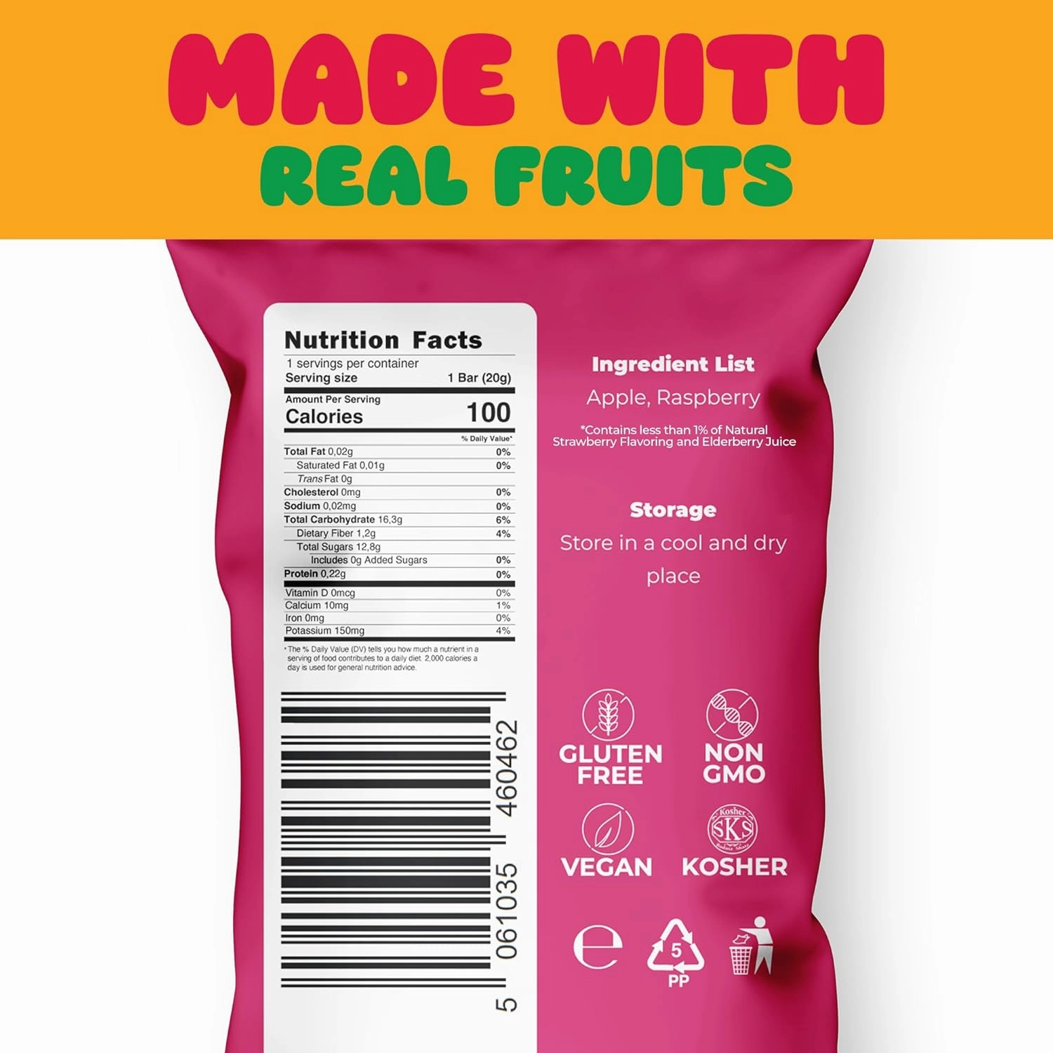 Fruit Rolls by Zest Delites, 100% Natural Healthy Fruit Snacks Bulk for Kids & Adults, Made from Real Raspberry Leather, Vegan, School Lunch Snack, A Twist on Raspberry Strips, 25 Packs