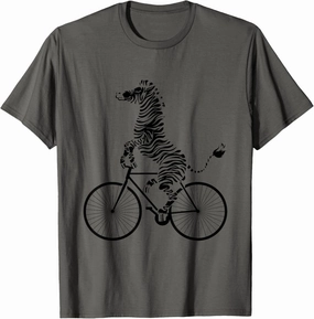 Funny Zebra Riding On A Bike Funny Bicycle Animal Lover Gift T-Shirt