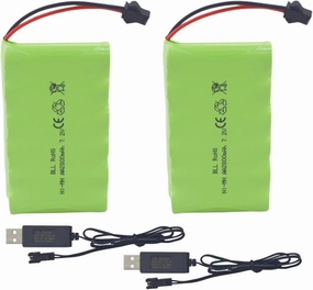 Fytoo 2PCS 7.2V 2800mah AA Rechargeable Battery with SM-2P Plug with USB Charging Cable for Huina 1550 550 RC Excavator Car Truck Engineering Car TR-211 RC Toy Battery
