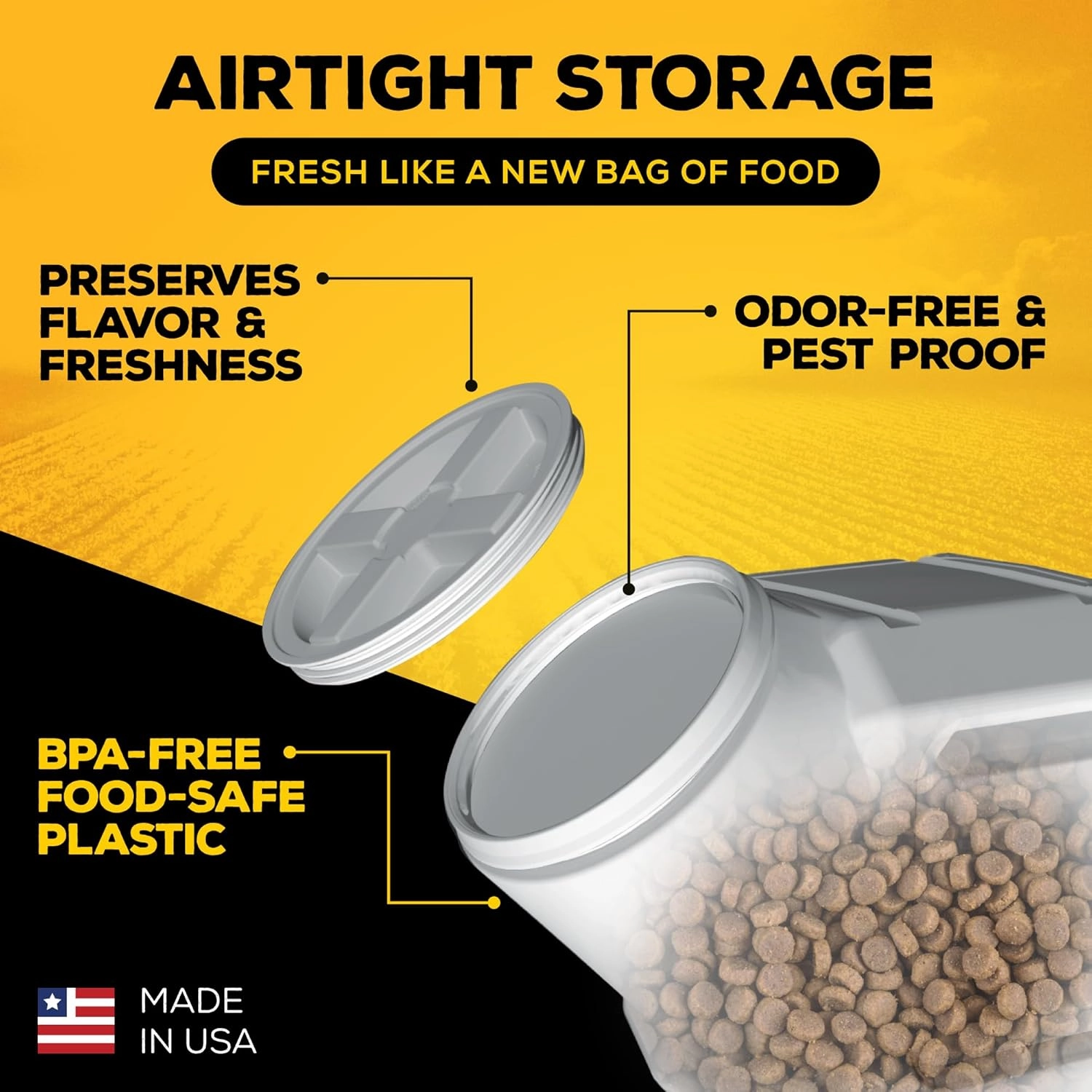 Gamma2 Vittles Vault Pet Food Storage Containers - Sealed Dog and Cat Food Storage Container, Fits up to 35lbs, Made in the USA - [12"L x 16.75"H]