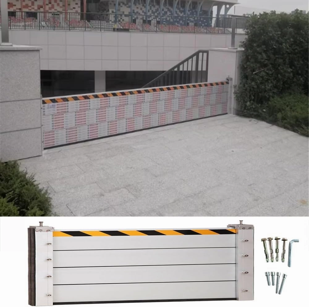 Garage/Home/Doors Metal Flood Control Barrier 3/4/5/6/7/8/9/10/11/12/13/14/15/16ft Aluminum Flood Protection Barriers Shield Interior/External Mounting Upright Reusable Removable Water(H 2.6ft