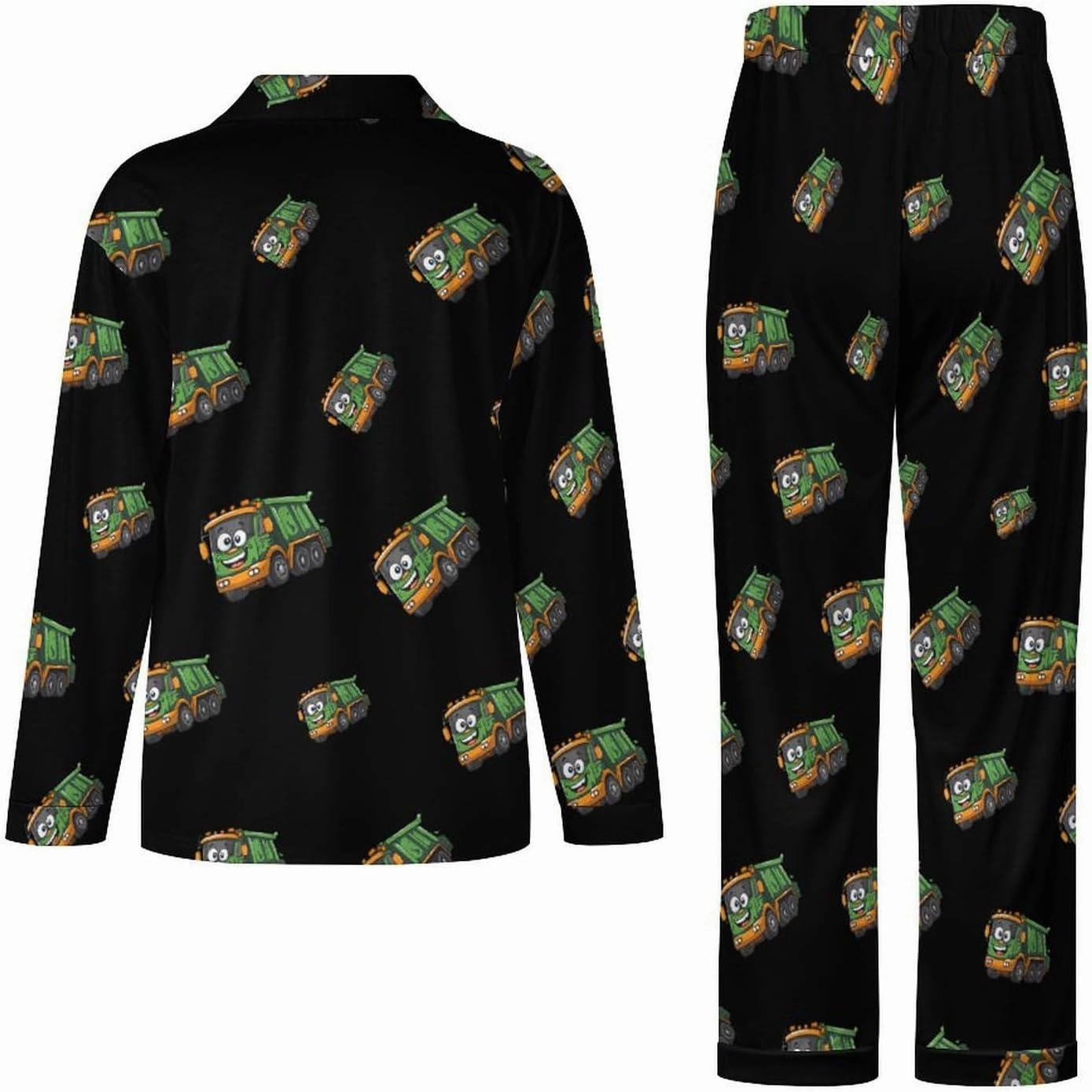Garbage Truck Printed Women's Long Sleeve Pajama Set Soft Lounge Pjs Sleepwear