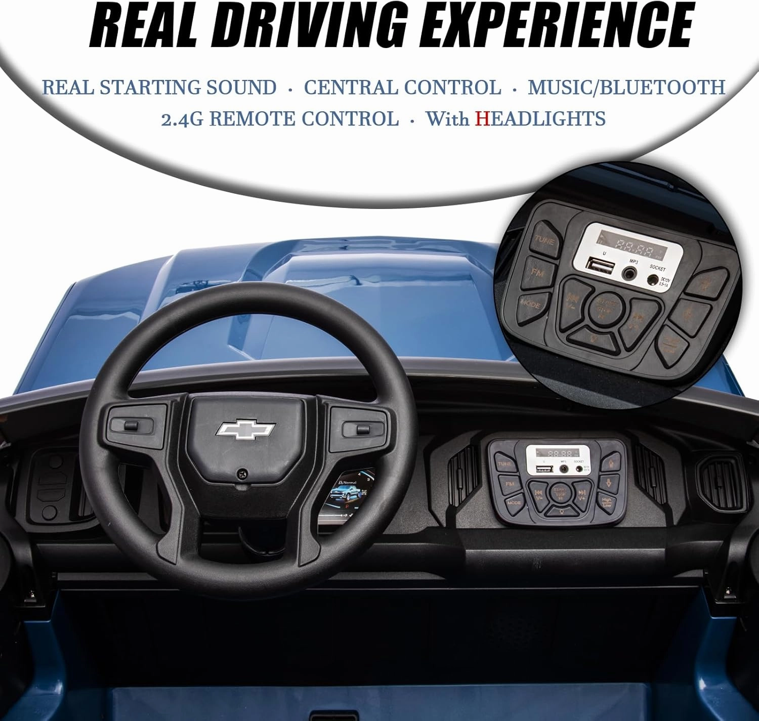Garvee Licensed Chevrolet Silverado Kids Electric Vehicle | 24V 2-Seater Ride-On Toy with Remote Control | LED Lights, MP3, and Bluetooth | for Boys and Girls