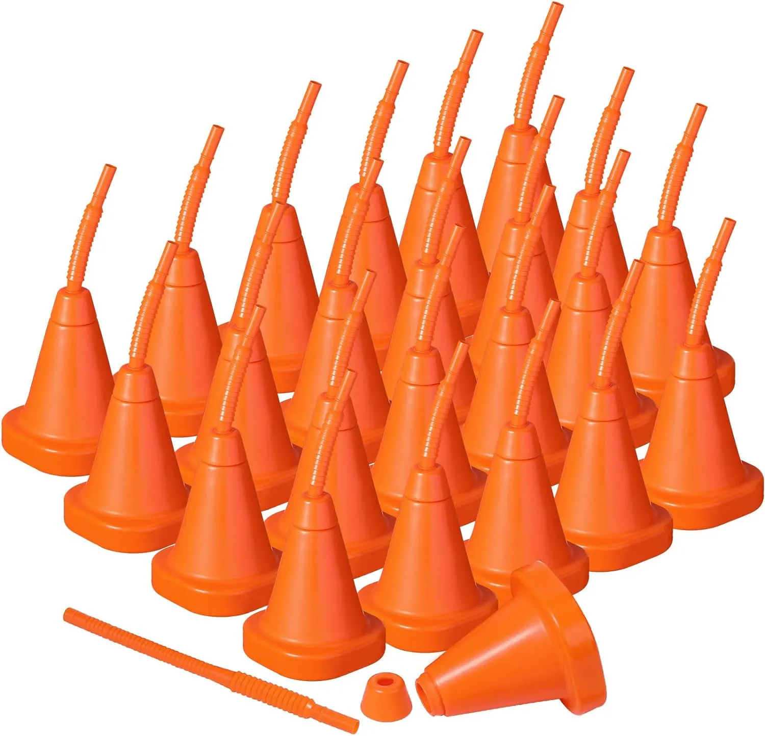 Gerrii Construction Cone Cups with Straws Bulk, Plastic Race Car Party Cups with Straws Set Reusable for Traffic Race Car Birthday Party Supplies, 10 oz(Orange,24 Pieces)