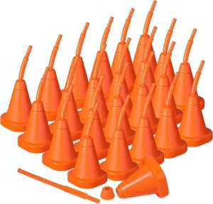 Gerrii Construction Cone Cups with Straws Bulk, Plastic Race Car Party Cups with Straws Set Reusable for Traffic Race Car Birthday Party Supplies, 10 oz(Orange,24 Pieces)