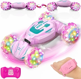 Gesture Sensing RC Stunt Car, Pink Remote Control Car for Girls Birthday Gifts, Pink RC Car for Kids Age 6-12, 2.4Ghz Hand Controlled Twist Cars, 360° Rotating Cars Toy for Girls Age 8 9 10 11 