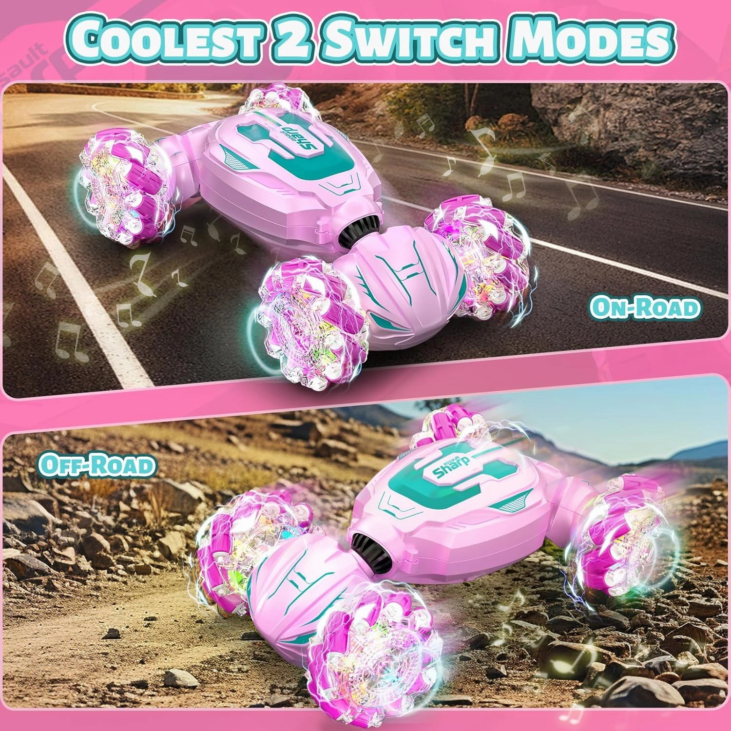 Gesture Sensing RC Stunt Car, Pink Remote Control Car for Girls Birthday Gifts, Pink RC Car for Kids Age 6-12, 2.4Ghz Hand Controlled Twist Cars, 360° Rotating Cars Toy for Girls Age 8 9 10 11 
