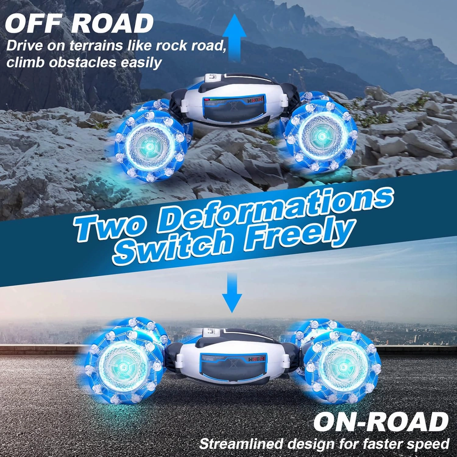Gesture Sensing RC Stunt Car, Toys for Boys Girls 6-12 Year Old 4WD Remote Control Car 360° Rotate Transform Off-Road Drift RC Toy with Lights Music, 2.4Ghz Hand Control Birthday Xmas Gifts