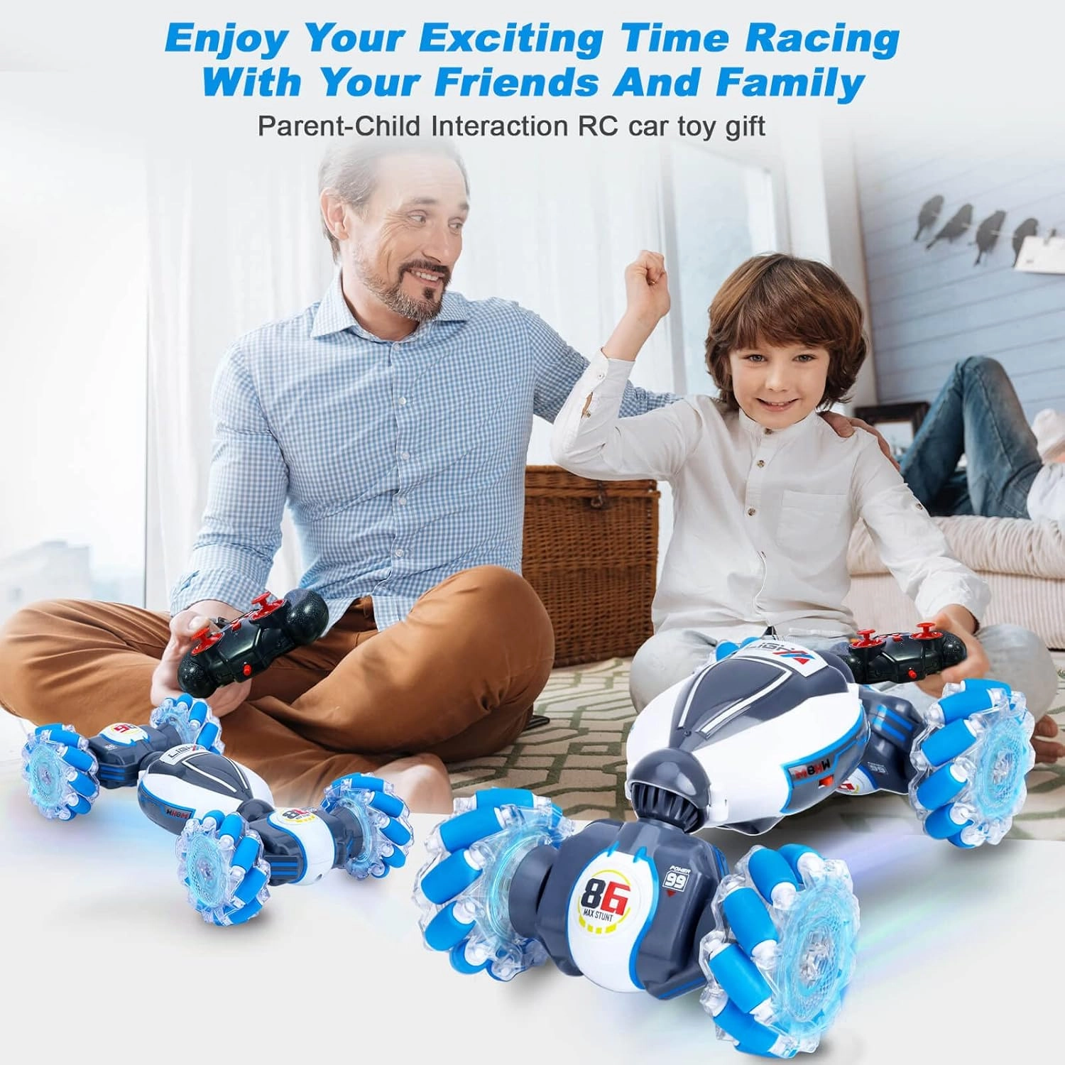 Gesture Sensing RC Stunt Car, Toys for Boys Girls 6-12 Year Old 4WD Remote Control Car 360° Rotate Transform Off-Road Drift RC Toy with Lights Music, 2.4Ghz Hand Control Birthday Xmas Gifts