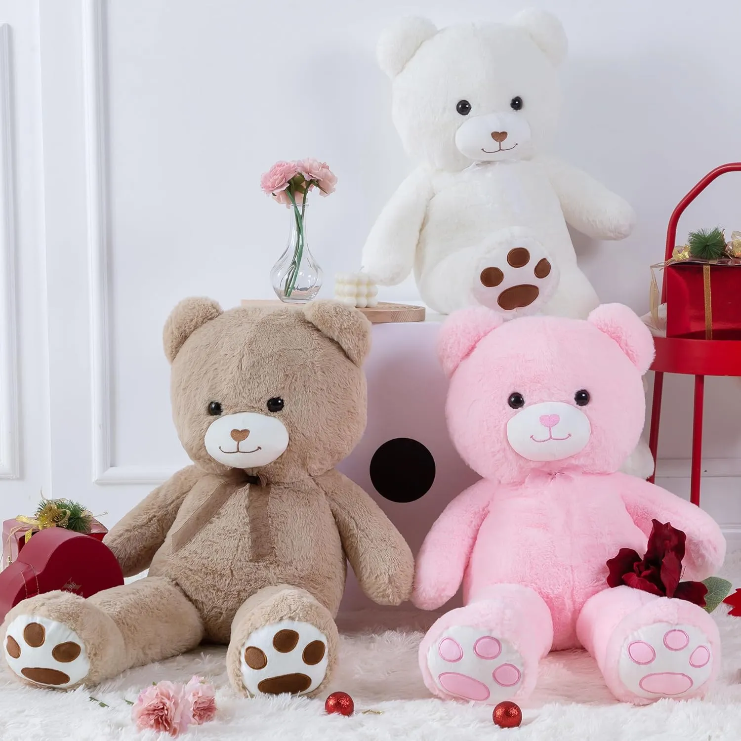 Giant Stuffed Animal White Large Teddy Bear Plush Toy for Girlfriend Women Kids for Valentines Birthday