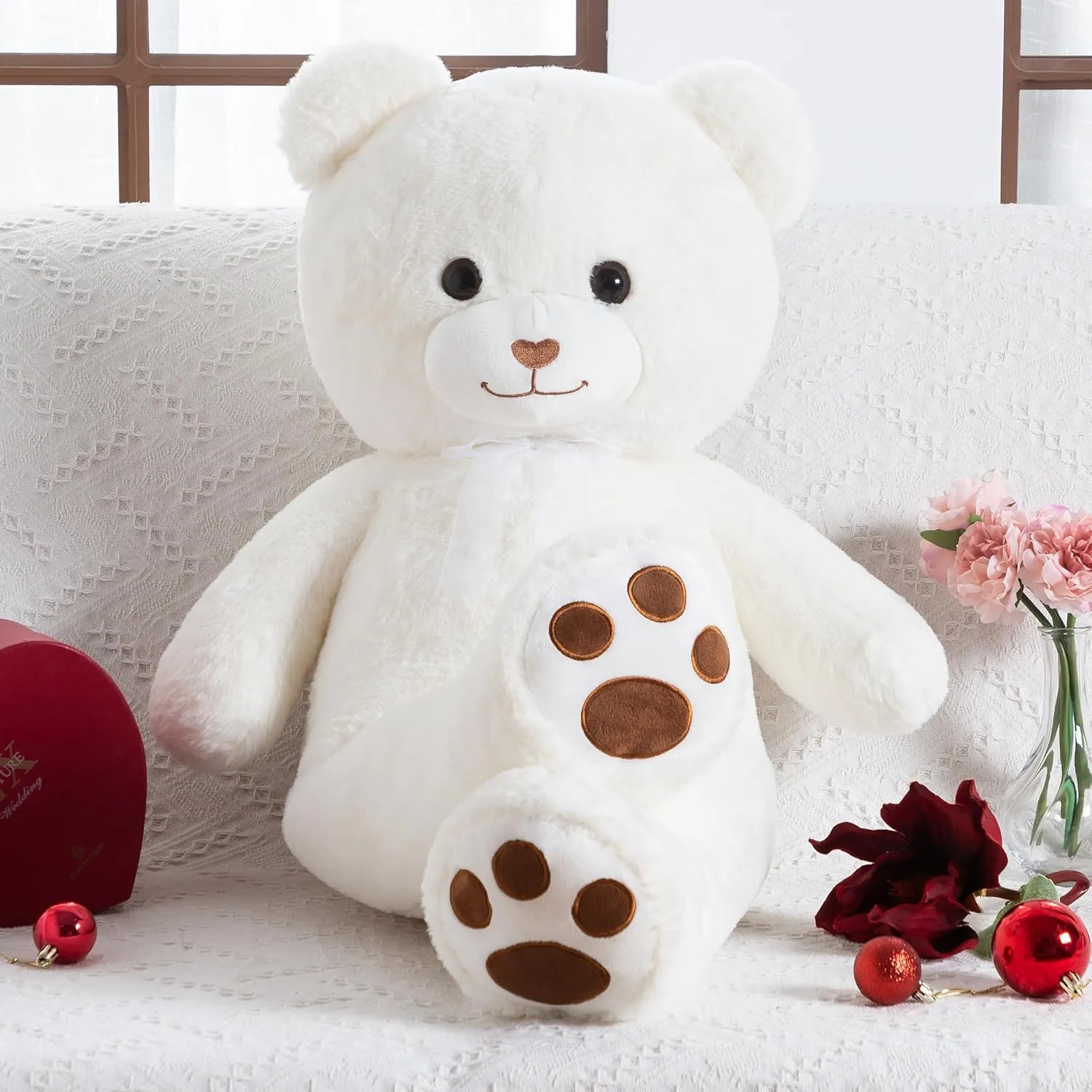 Giant Stuffed Animal White Large Teddy Bear Plush Toy for Girlfriend Women Kids for Valentines Birthday