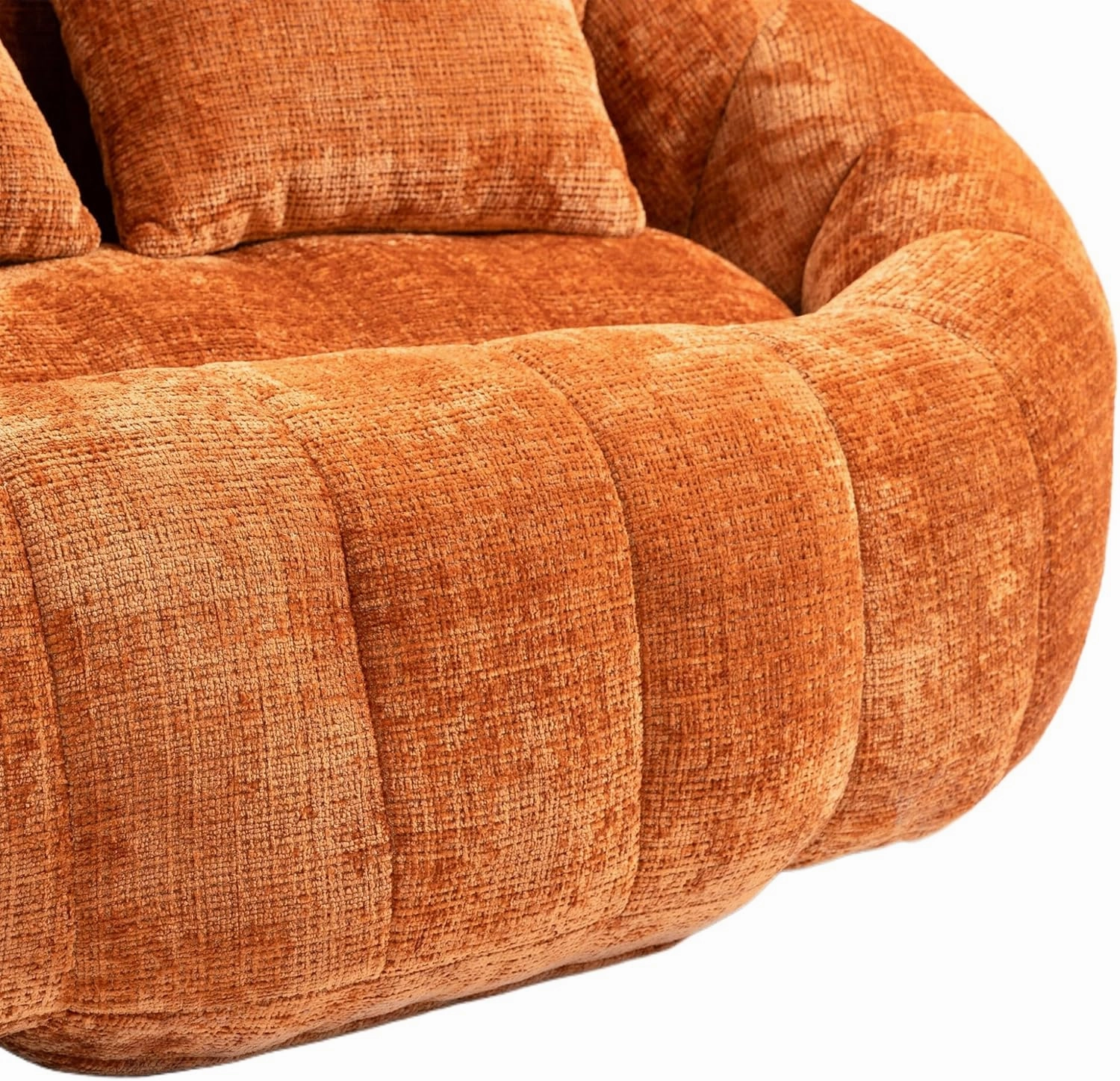 Giant Bean Bag Chair Couch, 59''W Oversized Bean Bag Sofa with Foam Filler, Lazy Loveseat Chair with 2 Pillows, Beanbag Lounger for Living Room, Game Room (Orange)