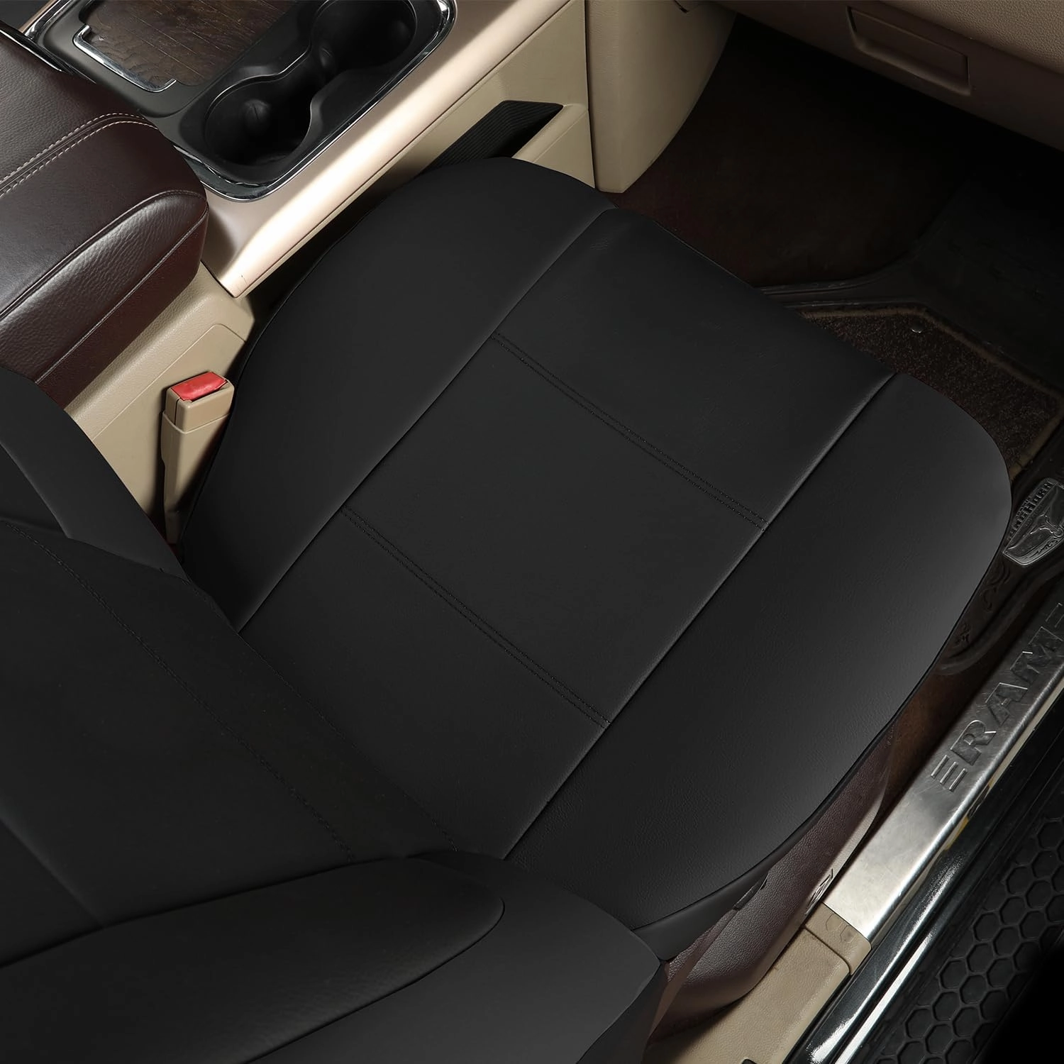 GIANT PANDA Front Car Seat Covers Custom Fit Dodge Ram 1500 2500 3500 Trucks Seat Protectors (Black) 2-Pack