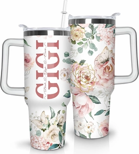 Gifts for Gigi Grandmother Gift from Grandson Granddaughter on Birthday Mothers Day&Christmas 40 oz Tumblers with Handle and Straw Stainless Steel Insulated Travel Coffee Cup Mug