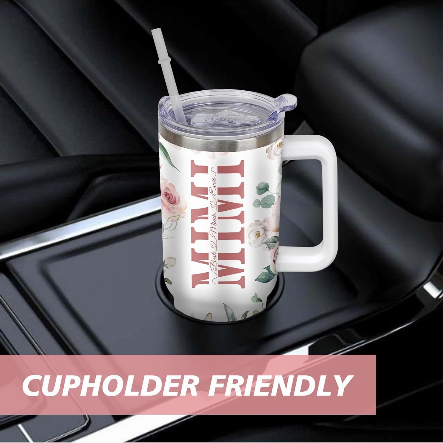Gifts for Mimi Grandmother Gift from Grandson Granddaughter on Birthday Mothers Day&Christmas 30 oz Tumblers with Handle and Straw Stainless Steel Insulated Travel Coffee Cup Mug