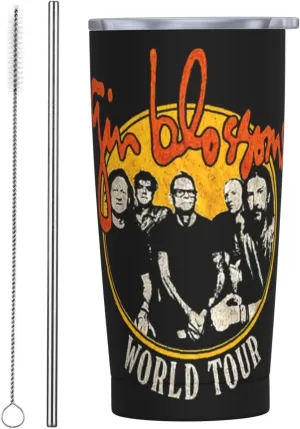 Gin Musics Blossoms Stainless Steel Insulated Tumbler 20oz with lid Travel Mug with Straw for Cold Hot