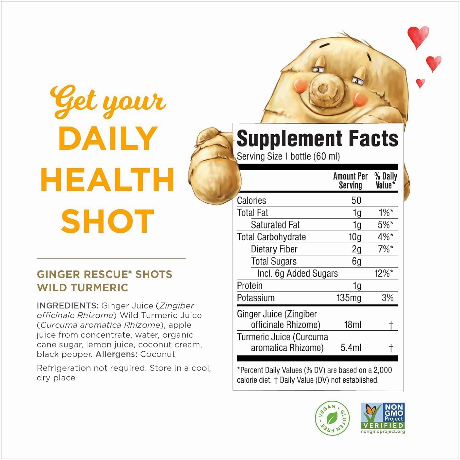 Ginger Rescue, Turmeric Shots by The Ginger People – Immunity Boosting, Caffeine Free Energy, Digestive Heath, Turmeric, 2 Fl Oz (Pack of 12)