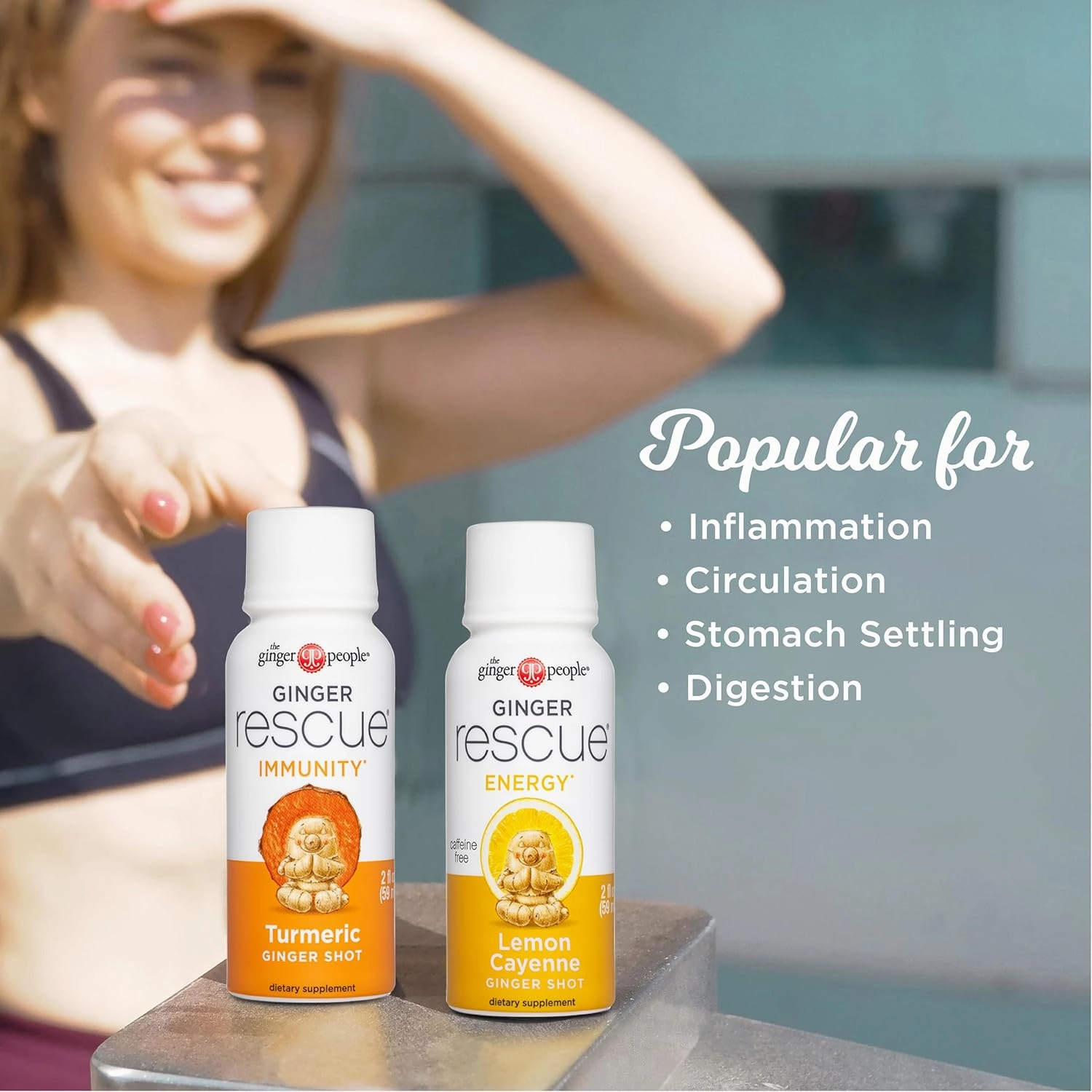 Ginger Rescue, Turmeric Shots by The Ginger People – Immunity Boosting, Caffeine Free Energy, Digestive Heath, Turmeric, 2 Fl Oz (Pack of 12)