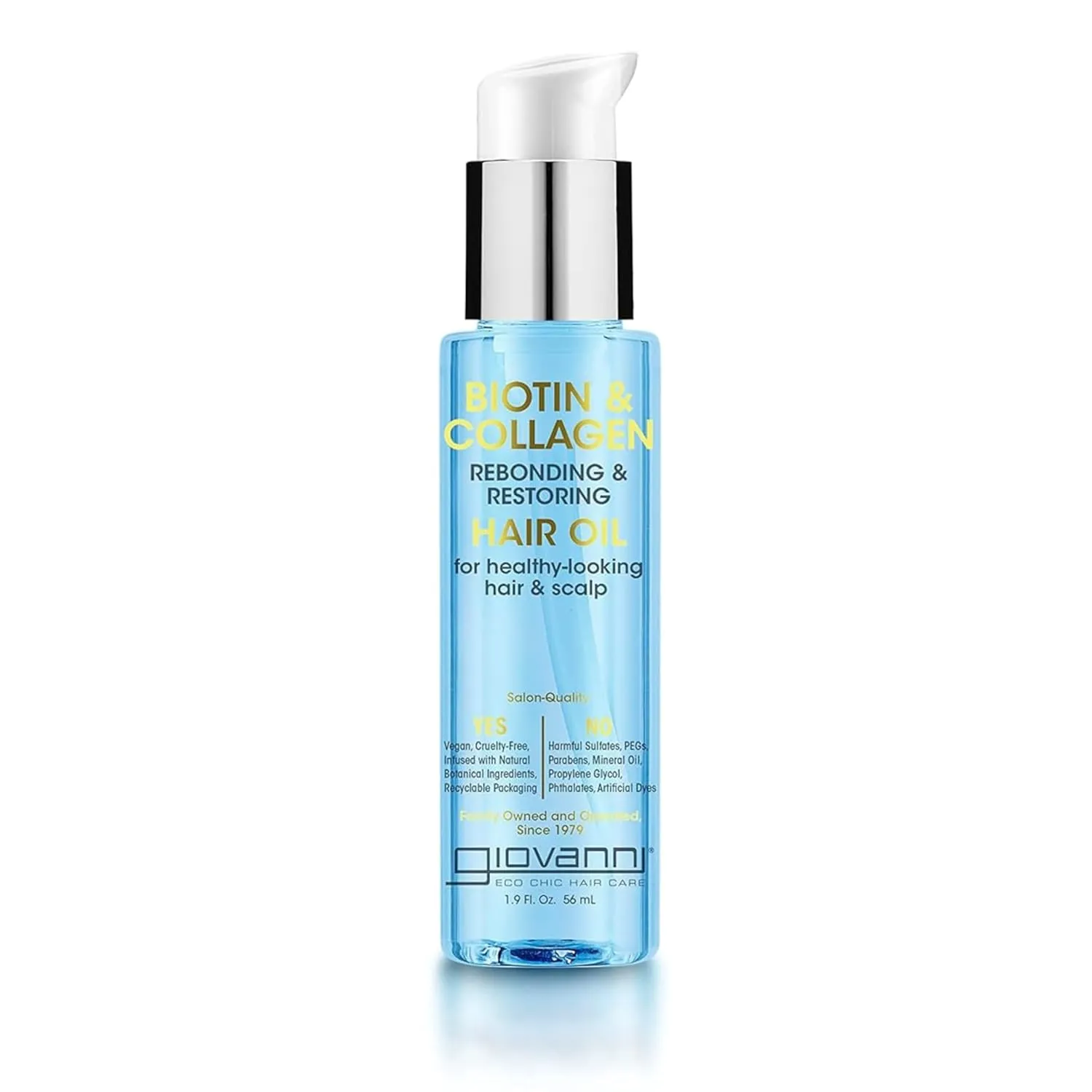 GIOVANNI Biotin & Collagen Hair Oil - Rebonding & Restoring, Vegan, Cruelty-Free, Infused with Natural Botanical Ingredients, Salon-Quality, For Healthy-Looking Hair & Scalp - 1.9 Oz