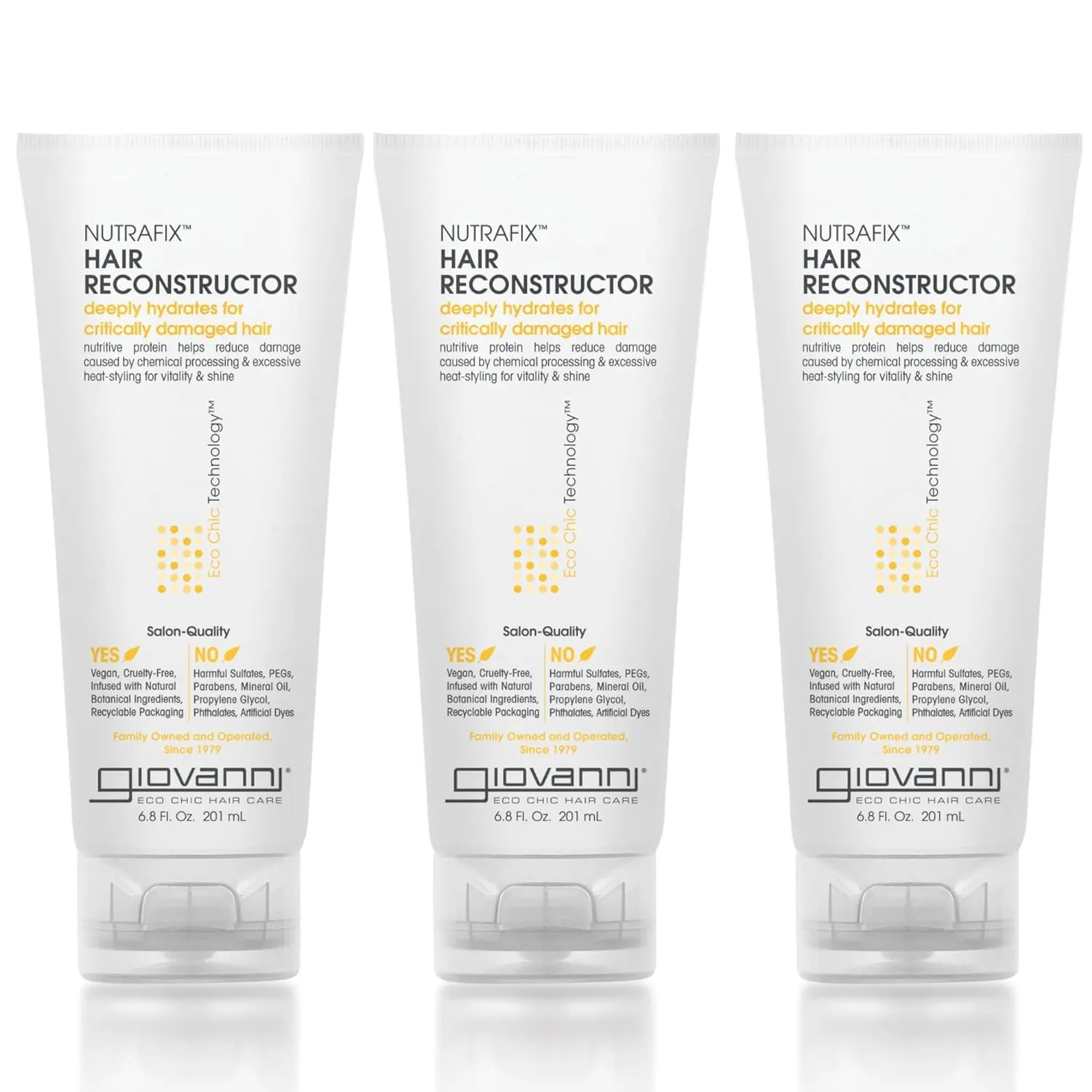 GIOVANNI Nutrafix Hair Reconstructor - Moisturizing Repair for Damaged Hair, Infused with Natural Botanical Ingredients, Encourages Thickness & Volume, Color Safe, Salon Quality - 6.8 oz (3 Pack)