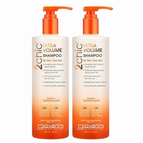 GIOVANNI 2chic Ultra-Volume Shampoo - Daily Volumizing Formula with Papaya & Tangerine Butter, Promotes Weightless Control for Fine Limp Thin Hair, No Parabens, Color Safe - 24 oz (Pack of 2)