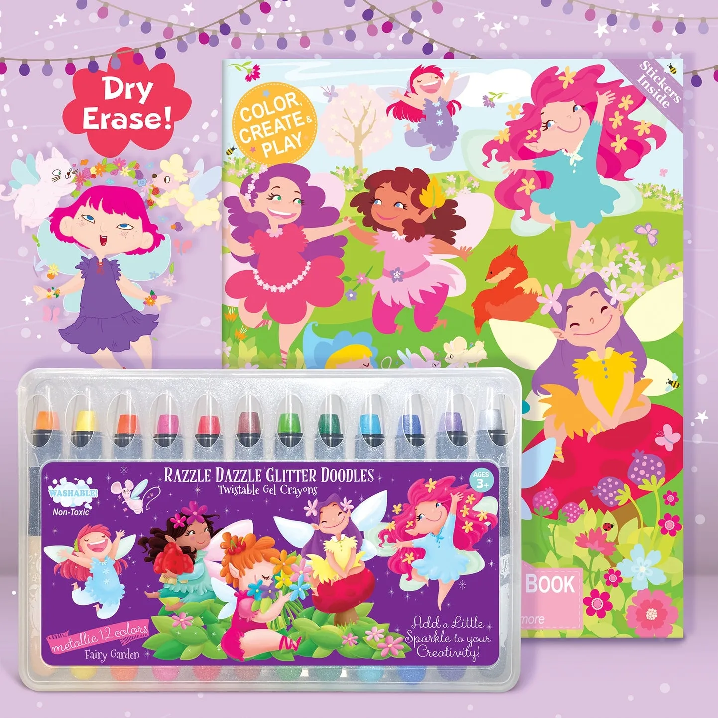 Glitter Fairy Dry Erase Coloring Gift Set