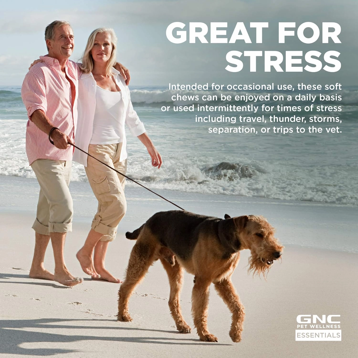 GNC for Pets Essentials Calming Soft Chew Dog Supplements | 60 Ct Bacon Flavor Dog Soft Chew Supplements for Calming and Relaxation | Adult Dog Calming Chews for Anxiety, White