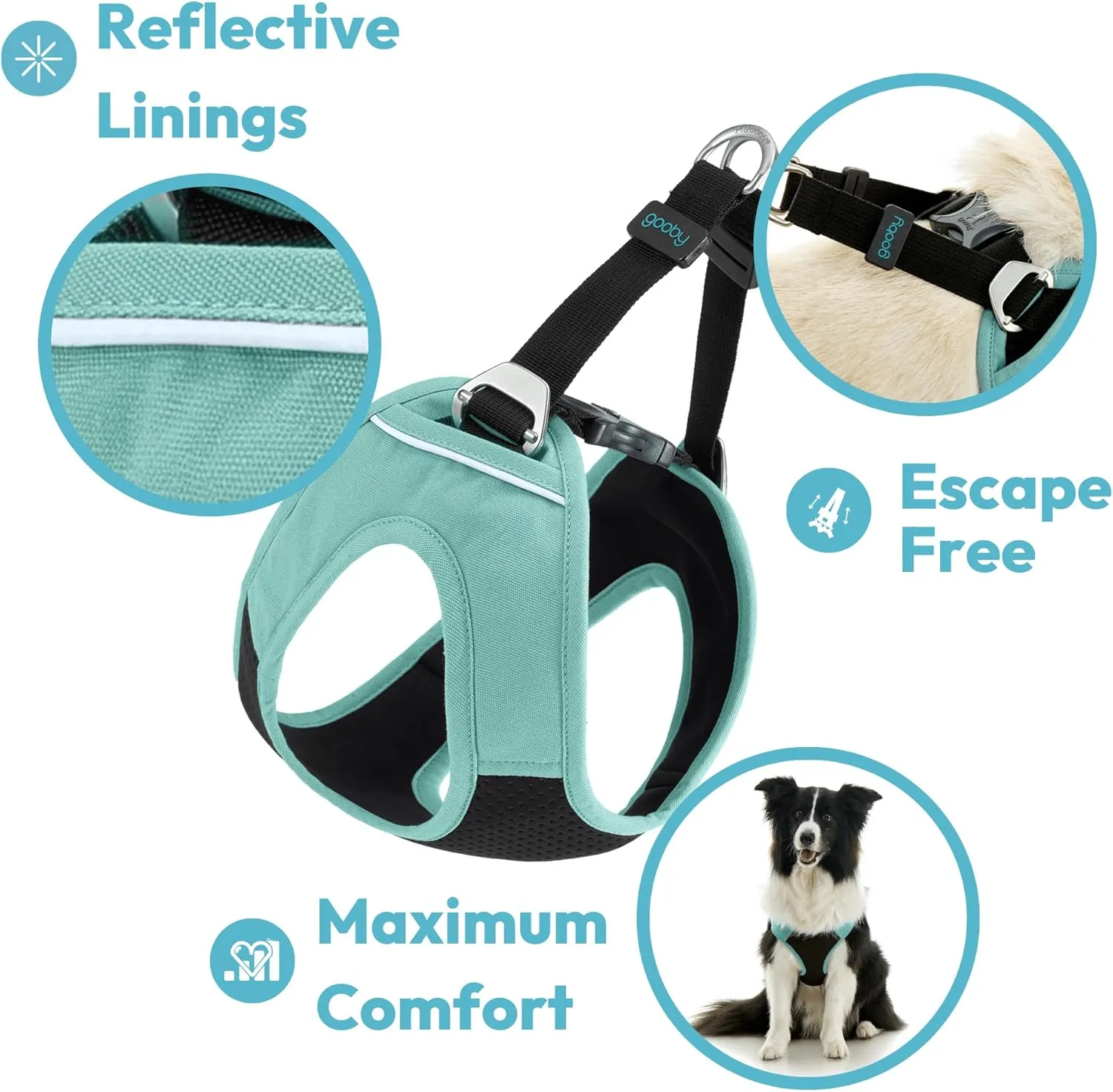 Gooby Escape Free Easy Fit Plus Harness - Las Vegas Black, Small - Safe and Escape Free Dog Harness for Small Dog and Medium Dog