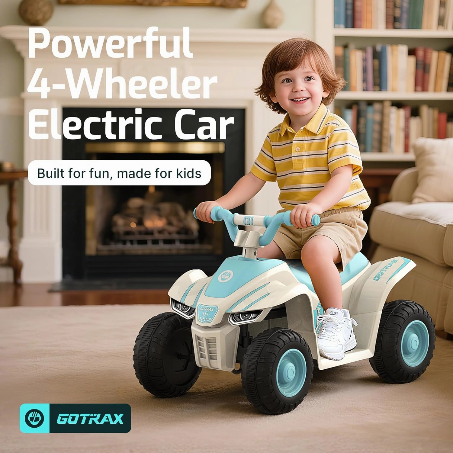 Gotrax RT1 12V Kids Ride-On Toy for Toddlers, Max 1.5mph Speed w/Rechargeable Battery up to 80 Minutes, 8" Tire 4-Wheeler ATV, Anti-Rollover & Push-Button Accelerator Electric Car Vehicles for Kid