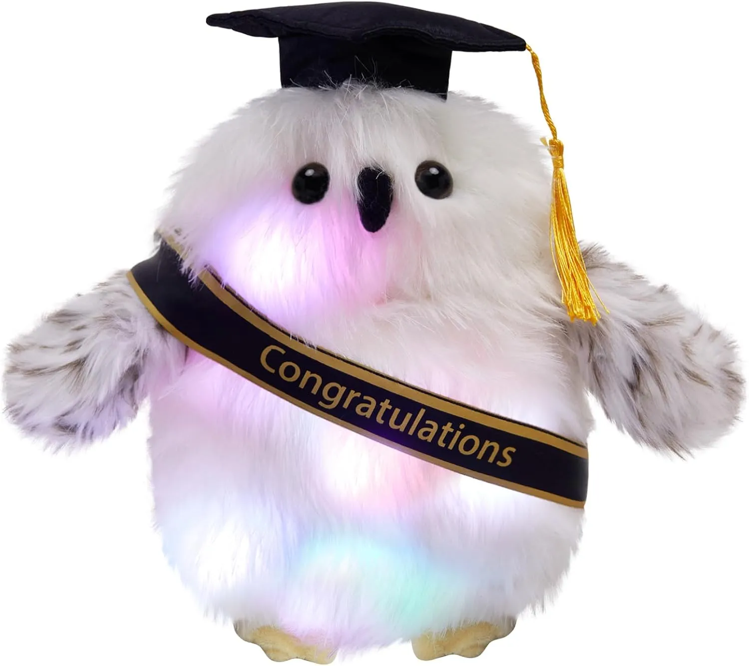 Graduation Light Up Stuffed Plush Owl Class of 2025 LED Night Light Glow Plush Stuffed Animal Graduation Cap with Tassel Reward Celebration Grad Gift(10 inch)