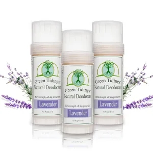 Green Tidings Natural Lavender Deodorant | Vegan, Organic for Men and Women, Fragrance Free & Aluminum Free, Underarm Antiperspirant (Lavender, 2.7 Ounces (3 Pack))