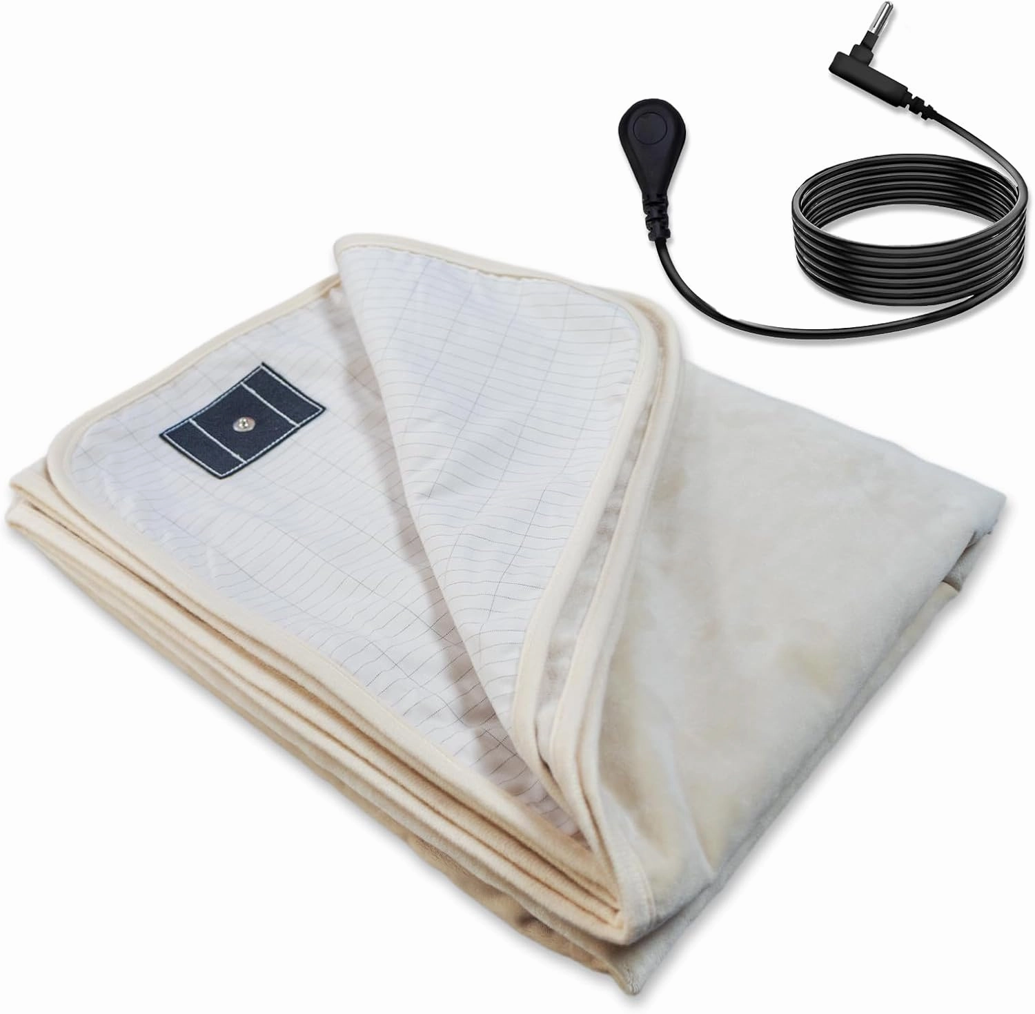 Grounding Blanket 60x80 inch Grounding Sheets Queen, Grounding Mat for Improved Sleep, Relieving Pain,Conductive Grounded Mats with Grounding Cord (Cream)
