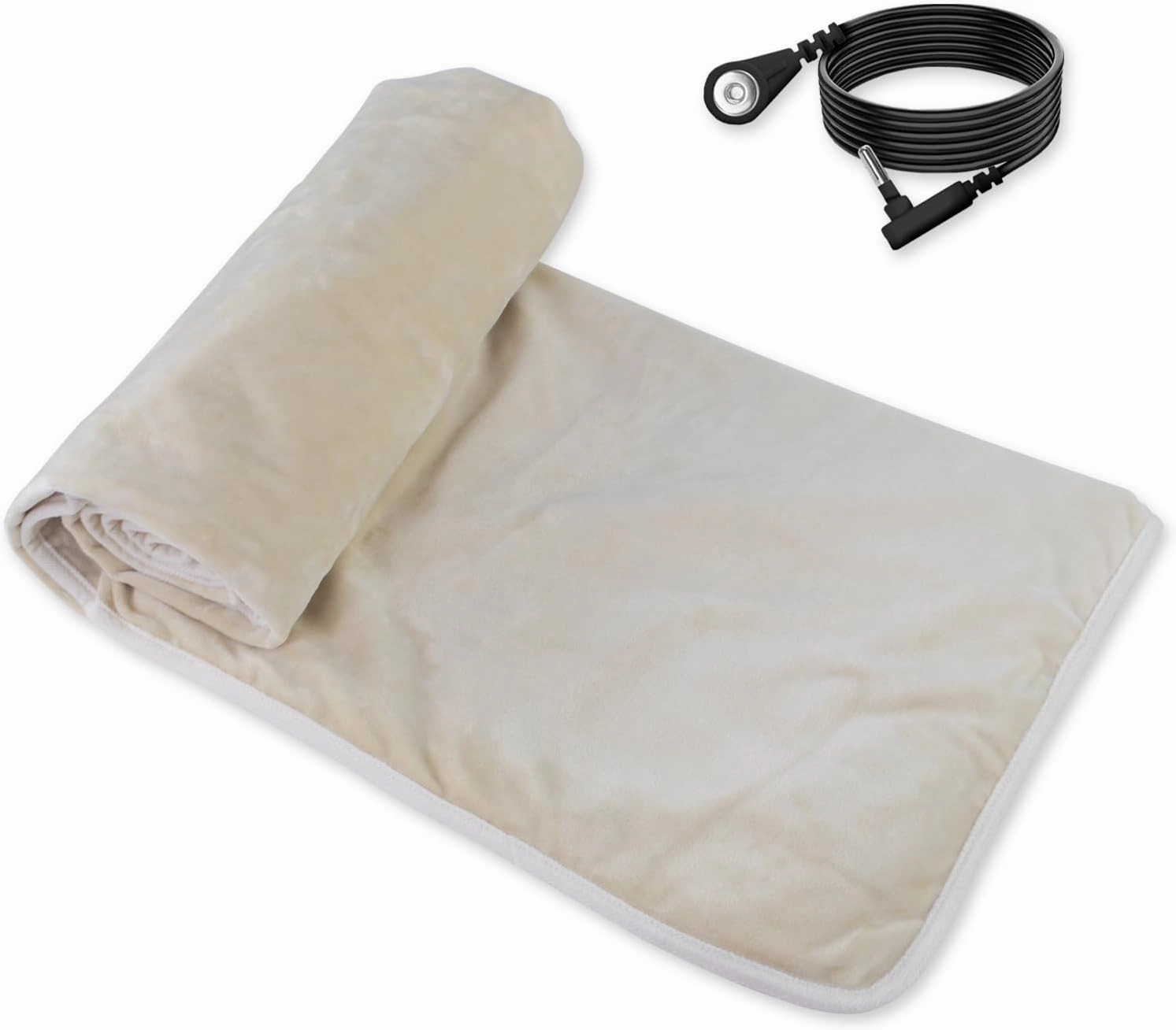 Grounding Blanket 60x80 inch Grounding Sheets Queen, Grounding Mat for Improved Sleep, Relieving Pain,Conductive Grounded Mats with Grounding Cord (Cream)